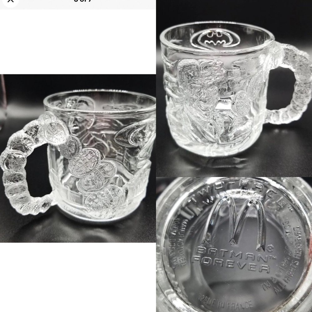 1995 McDonalds Batman Forever "Two-Face" Glass Mug - Excellent Condition
